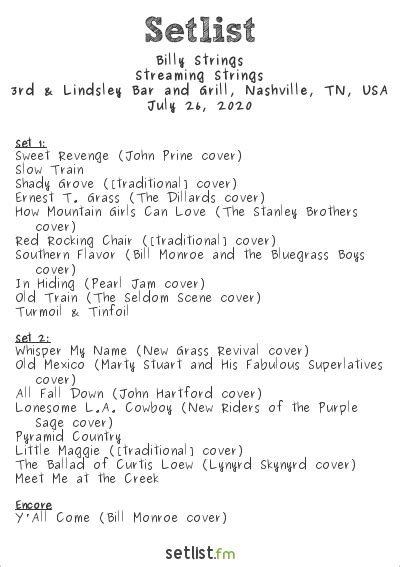 Billy strings setlists - Browse a list of all setlists performed by Billy Strings on Phantasy Tour. 